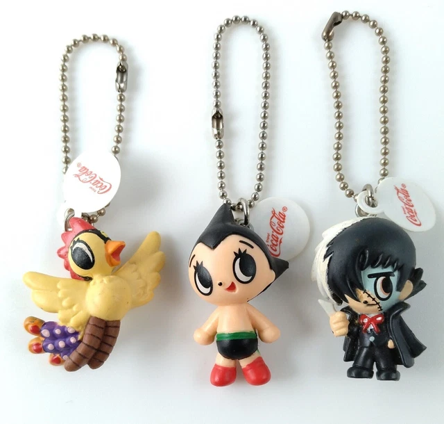 COCA COLA ASTRO Boy , Black Jack and Phoenix Keychain Figure Set Osamu