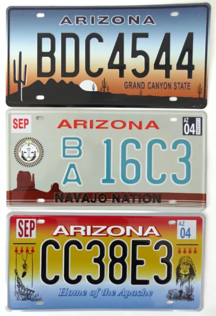 Lot de 3 plaques d'immatriculation américaines ARIZONA USA License Plates