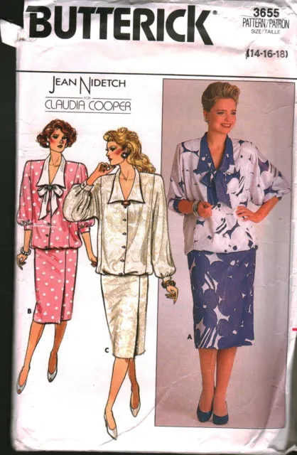 3655 Vintage Butterick SEWING Pattern Misses Loose Fitting Dress 1980s UNCUT OOP