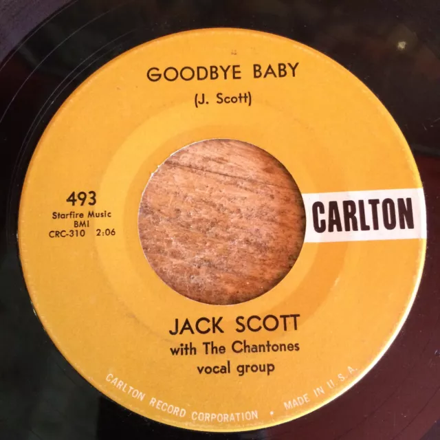 Hear 1958 Rockabilly - Jack Scott - Goodbye Baby/Save My Soul - Carlton 45