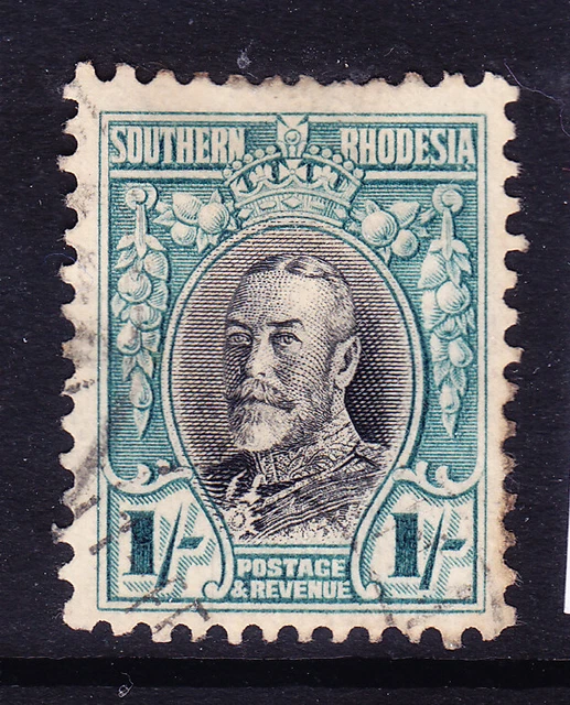 SOUTHERN RHODESIA 1931 GV SG23a 1/- black & greenish-blue P111/2 v/f/u. Cat £50
