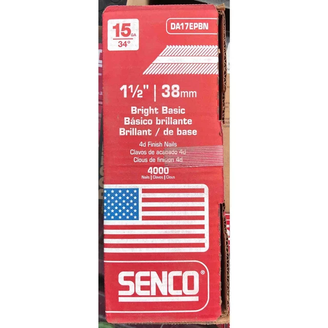 Senco DA17EPBN 15ga x 1-1/2" Bright Basic Finishing Nail, 4000pcs