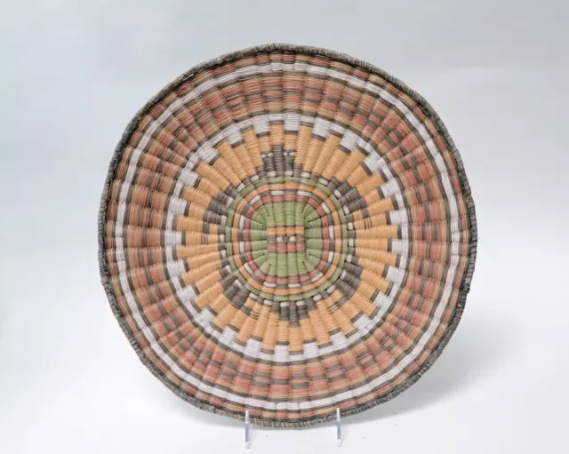 Hopi Indian Wicker Basketry Tray 15.75" Fine Polychrome 3rd Mesa Turtle Motif