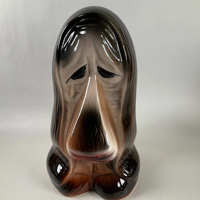 Vintage Ceramic Crying Sad Dog Basset Hound Coin Bank Still
