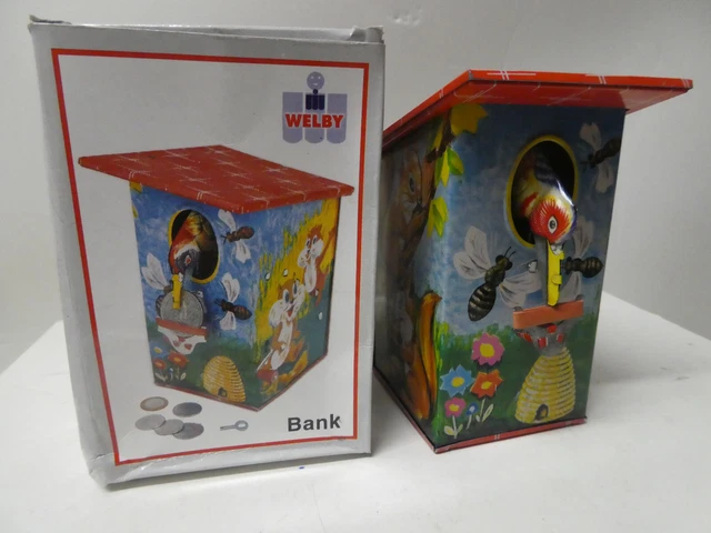 Blechspielzeug - Vogelspardose Specht, 7,0x7,5x13,0 hoch,Made in India,mit OVP