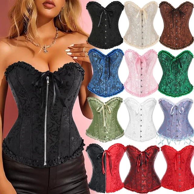 Women's Black Overbust Boned Corset Top – Lace-Up, Leather-Look, Sizes 6-24, Burlesque Style 6 thumbnail image