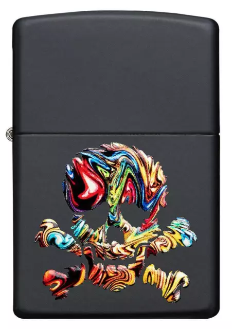 New Zippo Lighter Textured Skull Design Multi Color 3D Form Black Matte