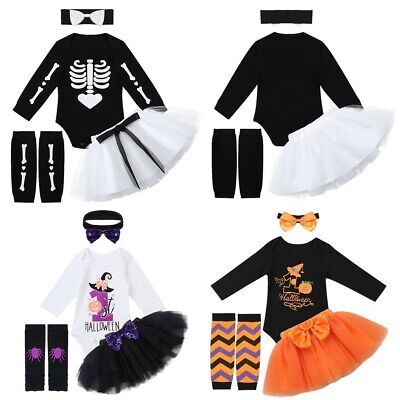 Newborn Baby Girls Romper Skeleton Jumpsuits Halloween Outfits Set Kids  Clothes