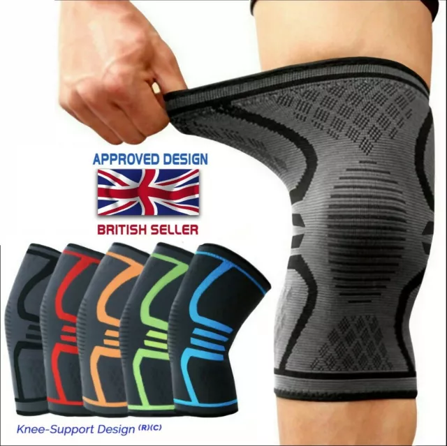 2 Knee Support Compression Sleeve Brace for Running Gym & Arthritis Pain Relief