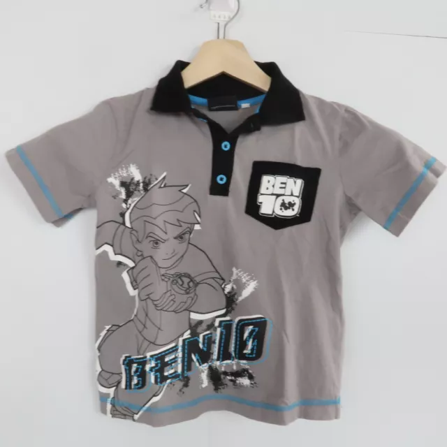 Ben 10 Kids Boys Polo Shirt Youth Size S Grey Short Sleeve Collared Rugby