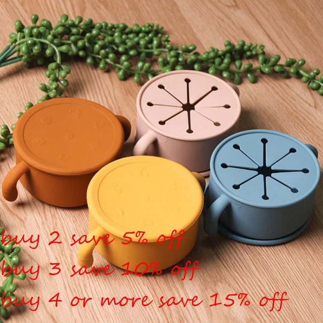 Food Children's Lid Leak-proof Snack Bowl Baby Snack Cup Silicone Tableware