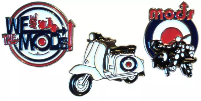 MOD Scooterist Emaille Abzeichen Set Scooter We Are The MODS & RAF Target Roundel NEU