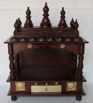 Rajasthani Ethnic Handcrafted Wooden Temple / Mandir Of Brown Color(15"x8"x18")
