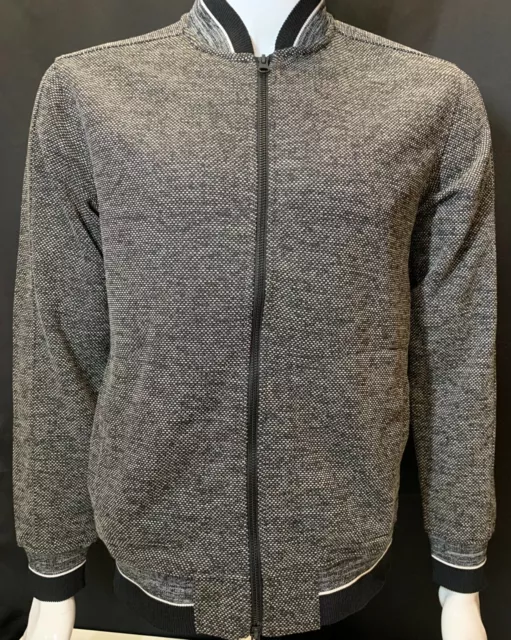 Nwt Vince Camuto Striped Gray Black Size M Full Zip Jacket Sweater Men's $225