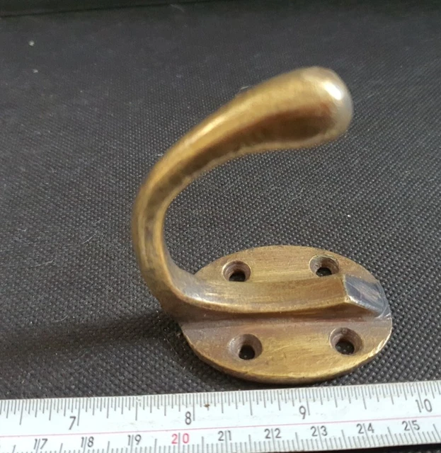 Reclaimed Solid Brass Coat Hook Wall Door  Vintage