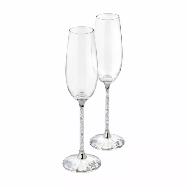 Swarovski Crystalline Champagne Toasting Flutes Pair #255678 Brand Nib Rare F/Sh