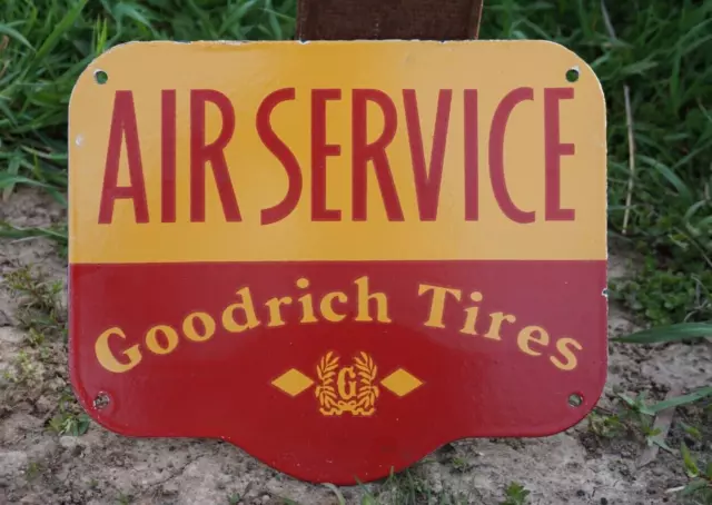 Vintage Goodrich Air Service Porcelain Sign Gas Oil Service Station Pump Ad Rare