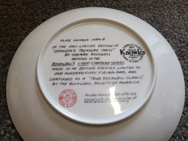 Norman Rockwell "Grandpas Treasure" Knowles Collectors Plate With Certificates 3