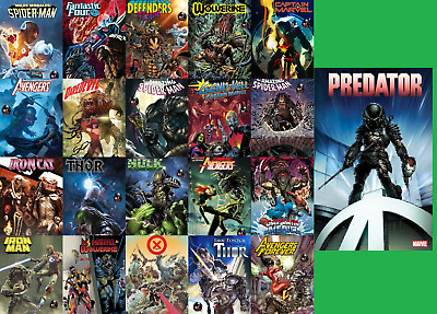 (2022) Marvel Vs Predator + #1 Dave Finch 21 Variant Cover Set! Avengers! Hulk!