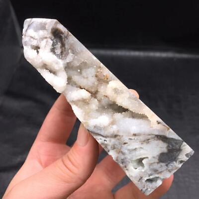 Natural Sphalerite Crystal Quartz Carved Geode Druzy Point Reiki Decorate 4.66"