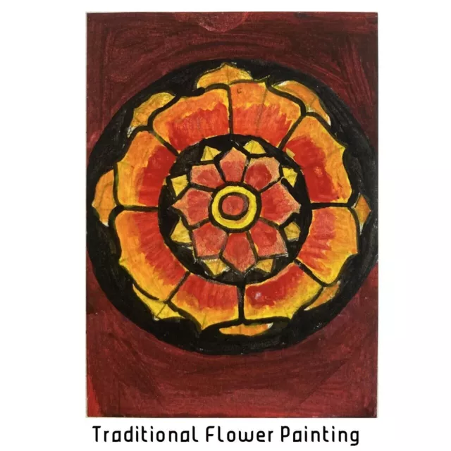 ACEO ORIGINAL PAINTING Mini Collectible Art Card Traditional Flower Painting