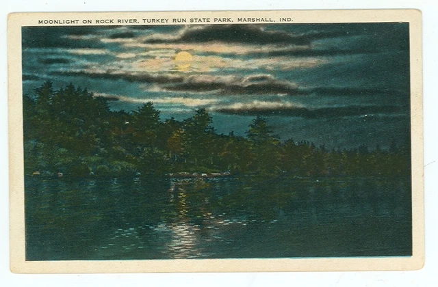 Marshall,Indiana-Moonlight On Rock River-Turkey Run State Park-W/B--(In-M)