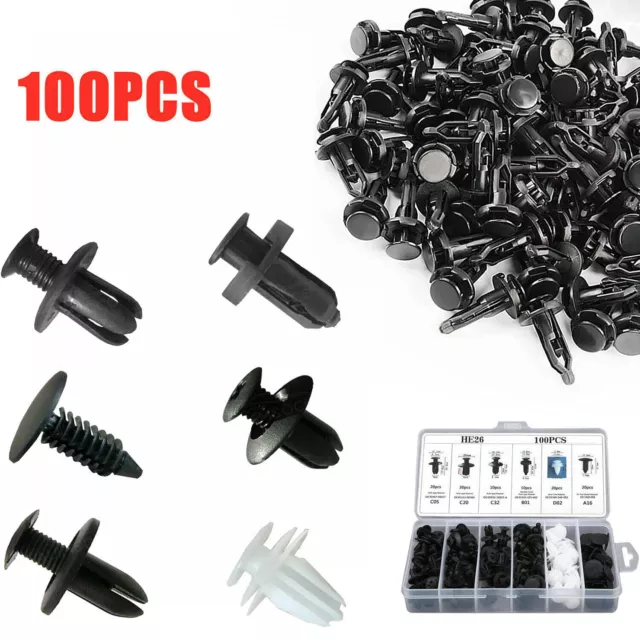 100pc Universal Auto Bumper Parts Set Fastener Clip Push Type Retainer Pin Rivet