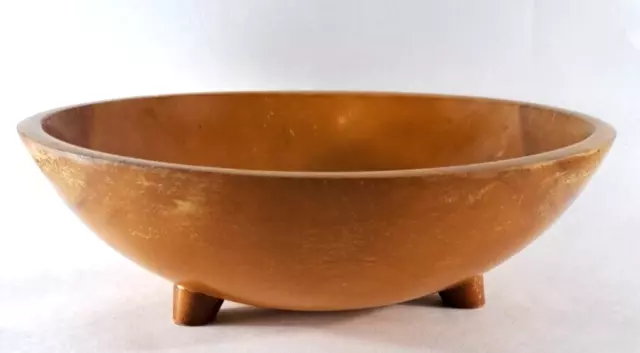 Vintage Munising Footed Wood Dough Bowl Out Of Round Primitive Centerpiece 13.5"
