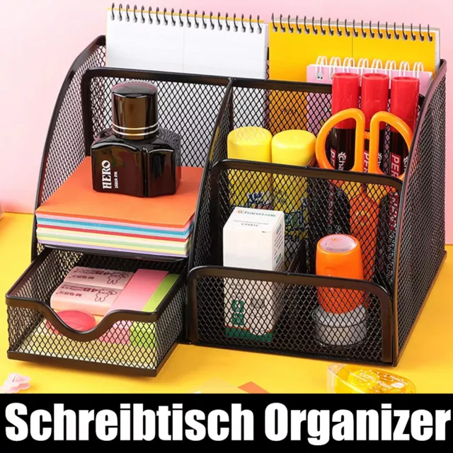 Schreibtisch Organizer Multifunktional Stiftehalter Metall Mesh mit 7 Fächern
