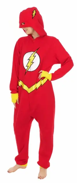 Adult DC Comics Superhero Barry Allen Streak The Flash Hooded One Piece Pajama 2