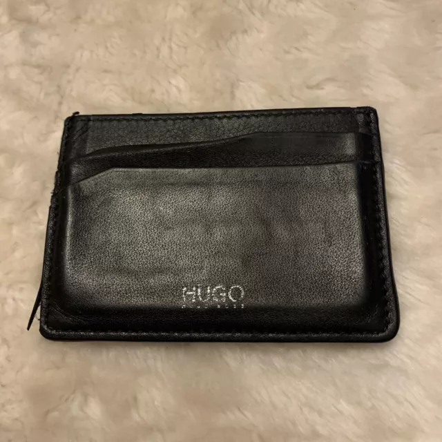 Black Hugo Boss Leather Card Holder Genuine