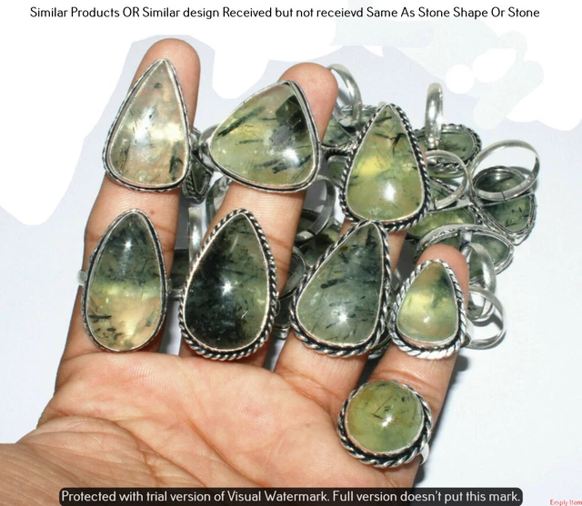Prehnite 40 Piece Wholesale Ring Lots 925 Sterling Silver Ring NRL-3754