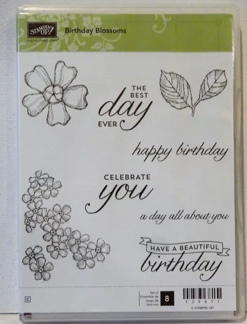 Stampin Up Cumpleaños Flores Transparente Soporte Sellos Nuevo Hojas Celebrar Tu