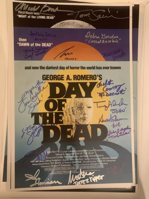 DAY OF THE DEAD George Romero Signed Photo Poster By 17 Tom Savini