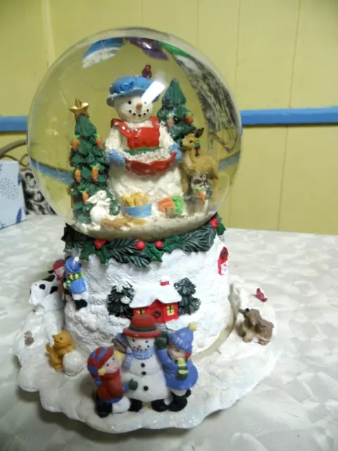 Vintage Musical Rotating Base Frosty Water Snow Globe Plays Frosty The Snowman