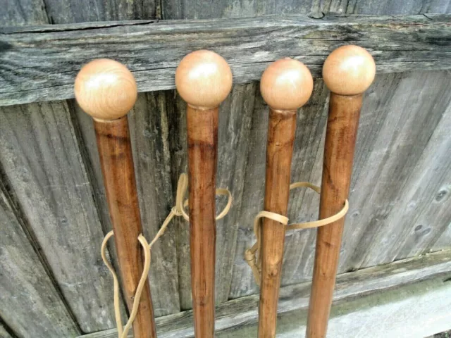 4 Chestnut Walking Stick Round Top Ball Handle Solid Wood Cord Support Cane 37"✅