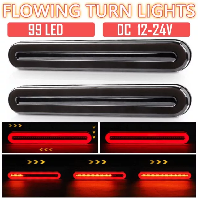 2X Halo Neon Tail Light 36 LED Flowing Turn Signal Stop Brake Trailer Truck ATV