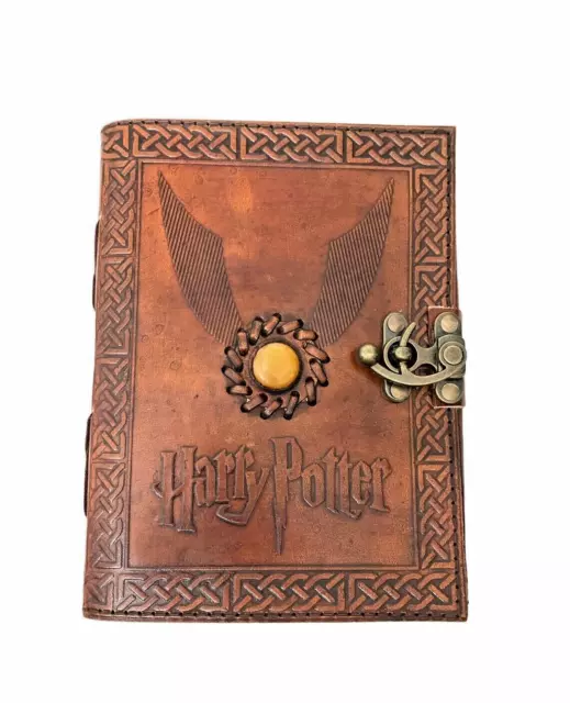 Hecho a Mano Cuero Harry Potter Cuaderno Diario Papel Reciclado Bloc 17.8X12.7cm