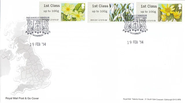 (102604) Flowers Spring Blooms Post & Go GB FDC House of Windsor 2014