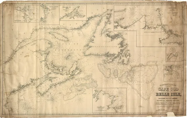 1866 Map Cape Cod - Belle Isle US Coast Survey chart Coastal Nautical Art Poster