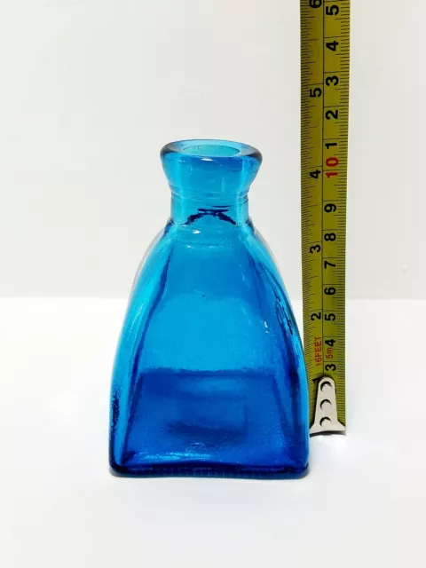 Blue / Teal Colored Glass Square Bud Vase H 4.25 in Vintage Style Apothecary Jar 2