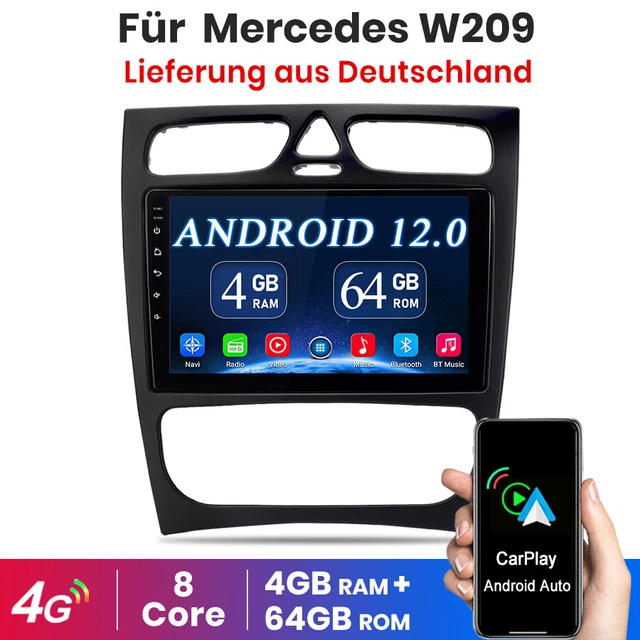 Android 11 Autoradio Für Mercedes C-Klasse W203 – Mit CarPlay, Android Auto, DSP, 4GB RAM, 8-Zoll-Display