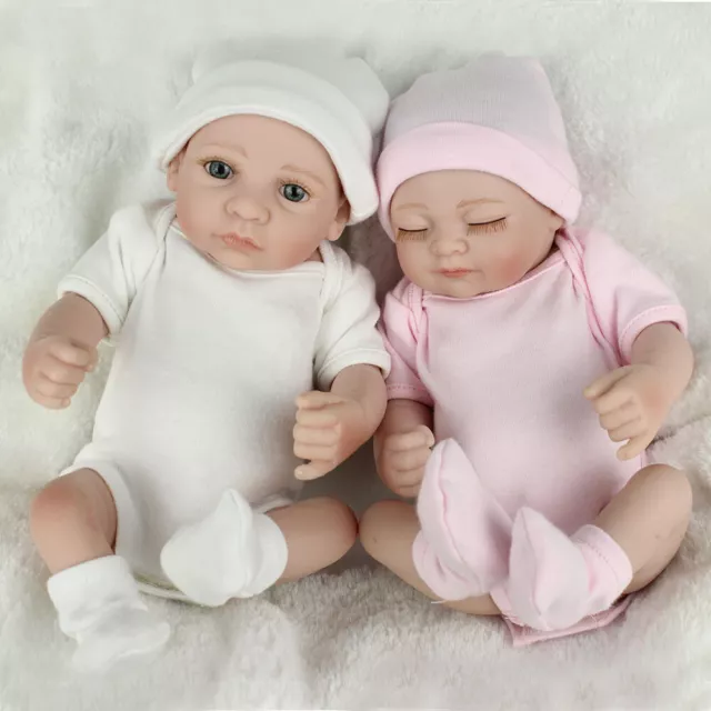 Handmade Reborn Twins Realistic Newborn Baby Dolls Full Body Vinyl Silicone Gift