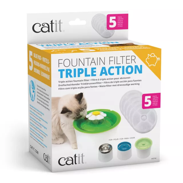 Catit 2.0 Senses Flower Water Fountain Filter For Cats 5 Pack