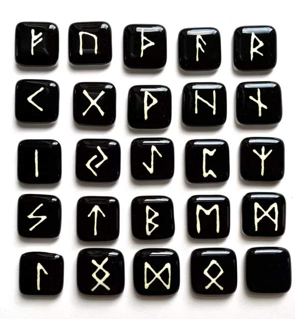 Fused Glass Rune Set Pagan Witchcraft Wicca Protection Healing For Divination