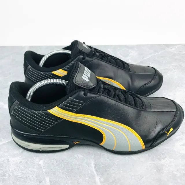 Puma Super Elevate Mens size 12 Shoes Black Gold Leather Sneakers 185399 09