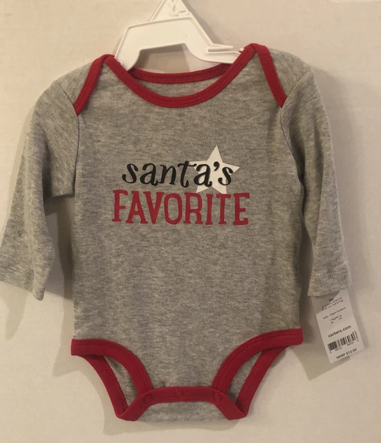 NWT Carters Baby Boy 1st Christmas One Piece  Bodysuit Santas Favorite Grey Red