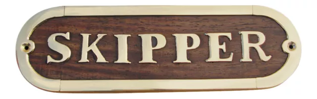 Türschild SKIPPER Türbeschlag Holz/Messing Sea4You maritime Dekoration