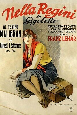 Poster Manifesto Locandina Pubblicità  Stampa Vintage Teatro Cinema Nella Regini