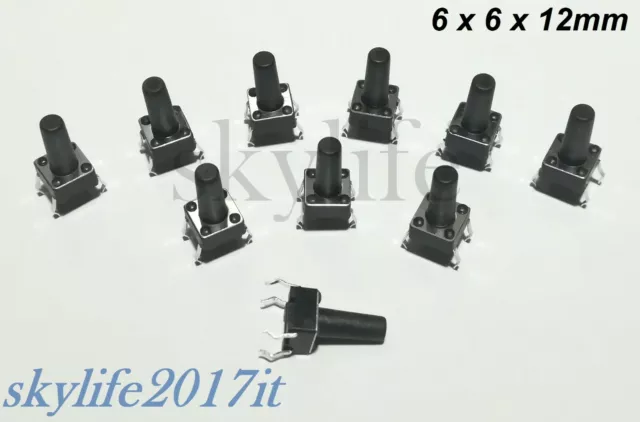 10pz Mini Micro PULSANTE 6X6X12mm INTERRUTTORE SWITCH TATTILE 4 PIN Arduino